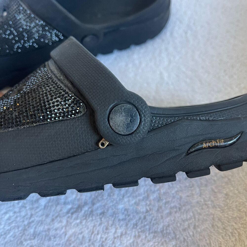 Snoop Dogg x Skechers Arch Fit Clogs Size 7.5 Black Rhinestone Bling Slip On - Picture 7 of 11